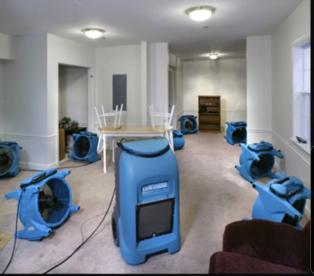 Air movers and dehumidifier setup for Water Extraction & Removal in Oshtemo